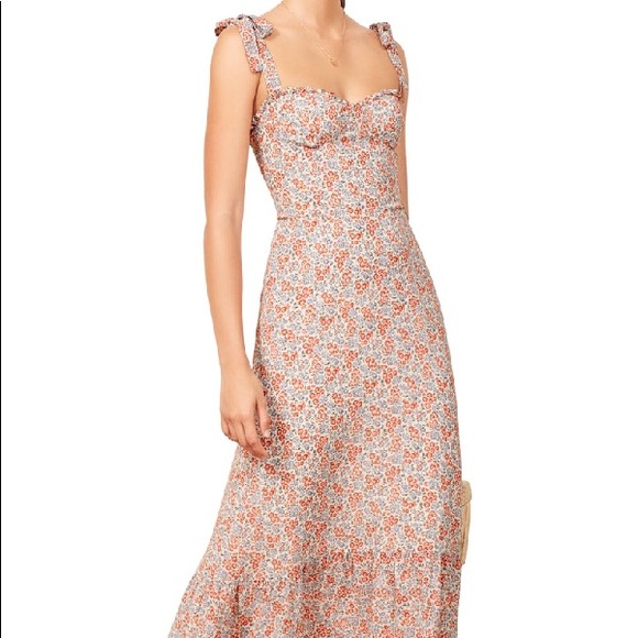 Reformation Dresses & Skirts - Reformation Floral Midi Dress - White and Orange